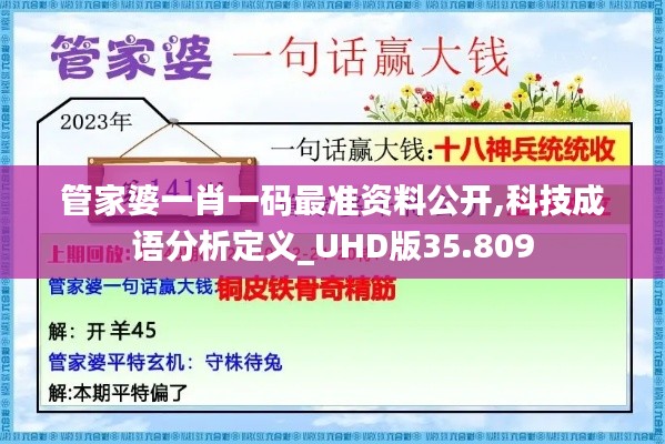 管家婆一肖一码最准资料公开,科技成语分析定义_UHD版35.809