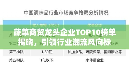 蔬菜商贸龙头企业TOP10榜单揭晓，引领行业潮流风向标